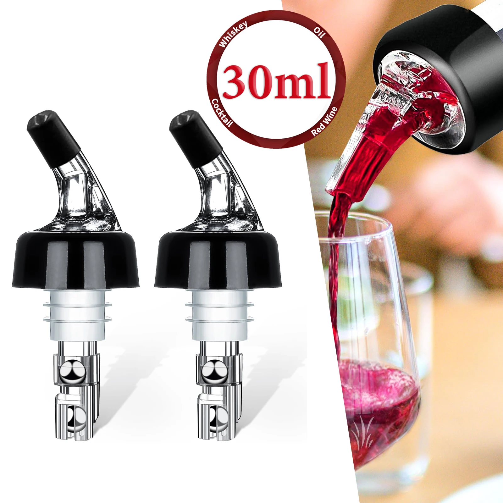 Vertedor de botellas medido automático de 30ml, medida de espíritu de disparo rápido, vertedor de barman, bebidas, vino, dispensador de cóctel, herramientas de Bar para el hogar