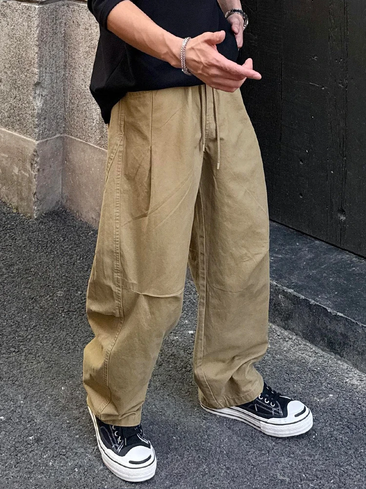 

Модные повседневные мужские брюки осенне-зимние, новые, в американском стиле, свободные, цветные, рабочие, молодежные, ретро, широкие, длинные брюки-кюлоты