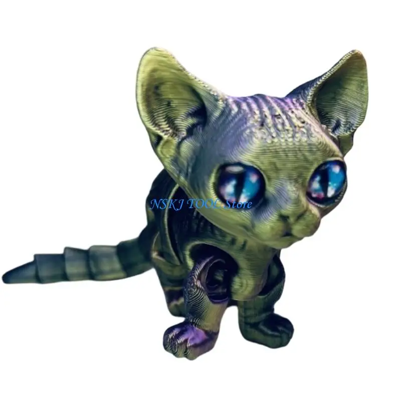 L8RC 3D Printed Cats Realistic Hairless Cats Statues,3D Printed Animal with Flexible Articulated Joints Home Office Decors