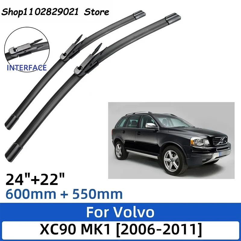 

2PCS For Volvo XC90 MK1 2006-2011 24"+22" Front Rear Wiper Blades Windshield Windscreen Window Cutter Accessories 2010 2011