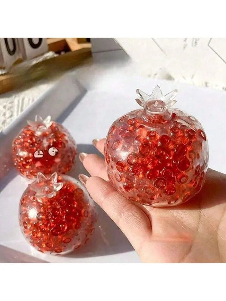 Transparenter Granatapfel-Perlen-Gefüllter Quetschball Squishy Fidget Toy Stressabbau ASMR Entspannung Anti-Angst Desktop-Spielzeug
