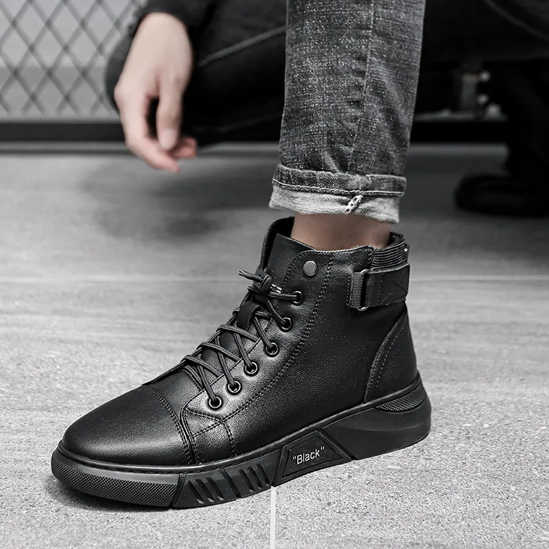 2024 Autumn New High Top Work Shoes for Men Platform Ankle Boots Fashion Quality Boots Outdoor Booties Zapatos De Hombre