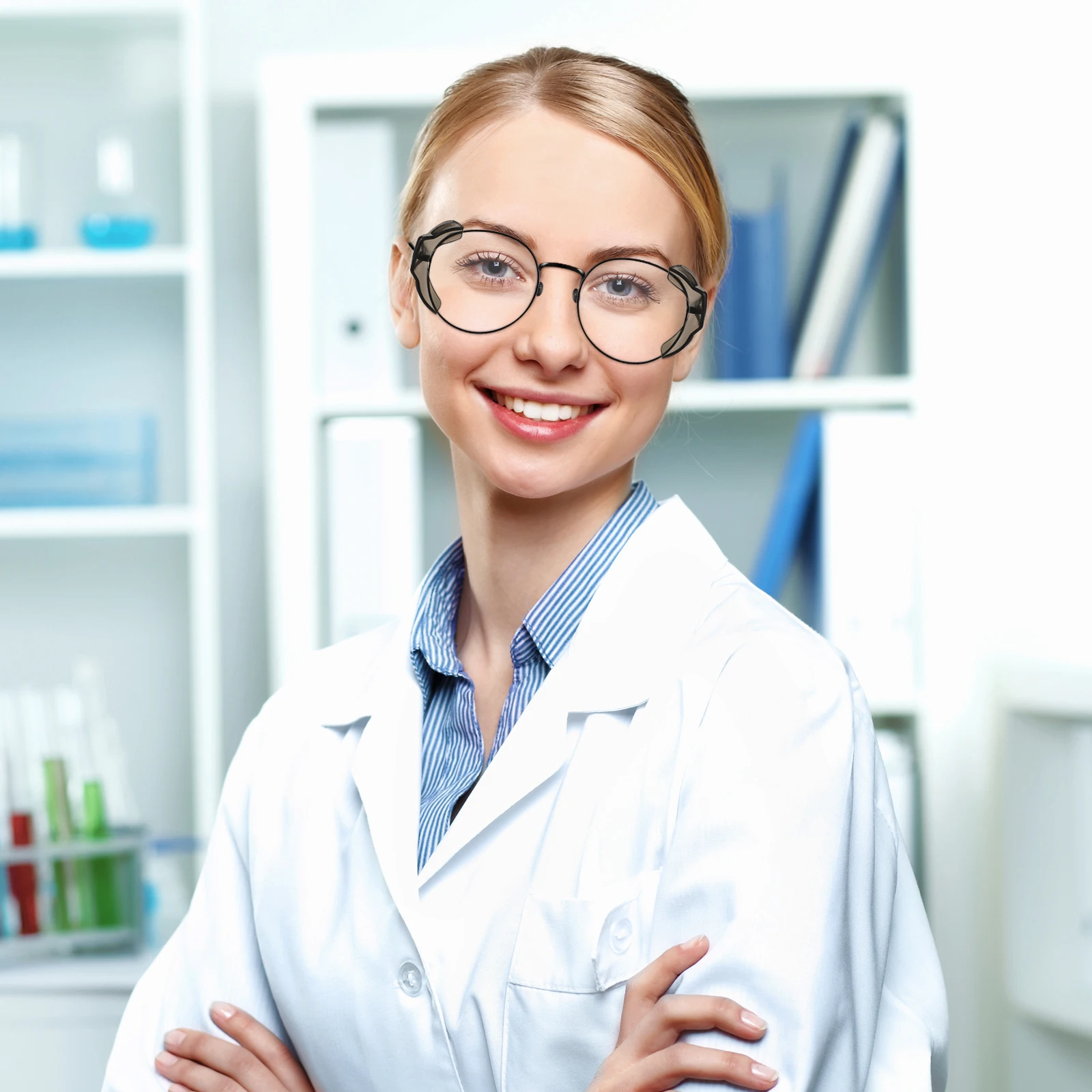 زوجان من نظارات السلامة ذات التغطية الجانبية المضادة للربط، مادة ممتازة، تصميم مريح خفيف الوزن للجنسين، بني داكن