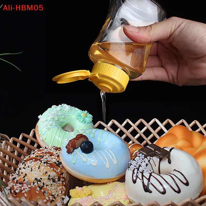 (HB05)Honey Squeeze Bottle Condiment/Ketchup Dispenser Plastic Flip Cap Refillable Syrup Jars Leakproof Container Bottle