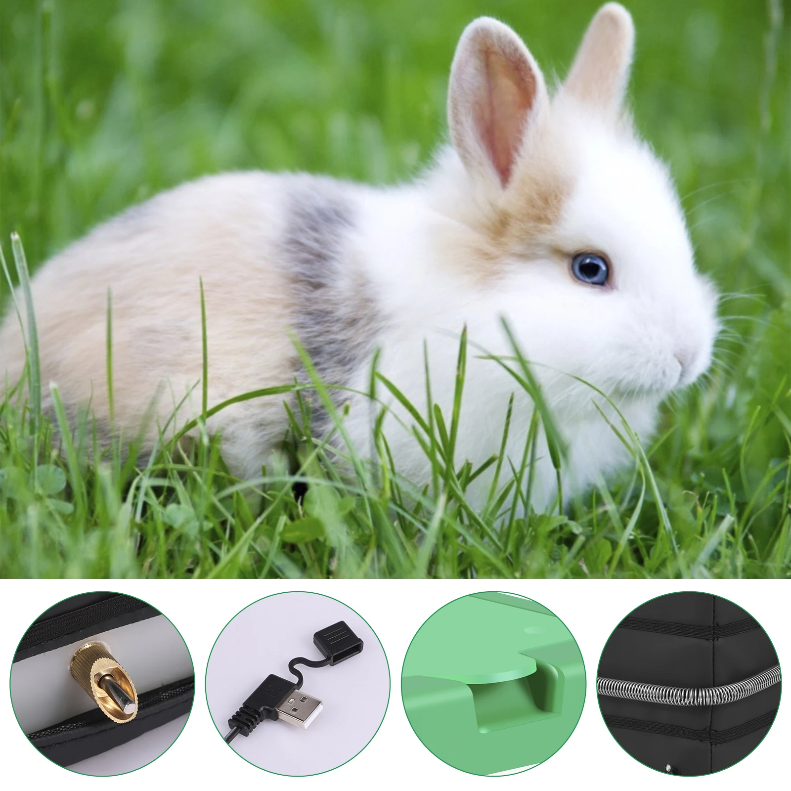 Heated Water Bottle for Rabbit Automatic Thermostatic Rabbit Water Dispenser USB Hamster Water Bottle Chicken Drinker Feeder