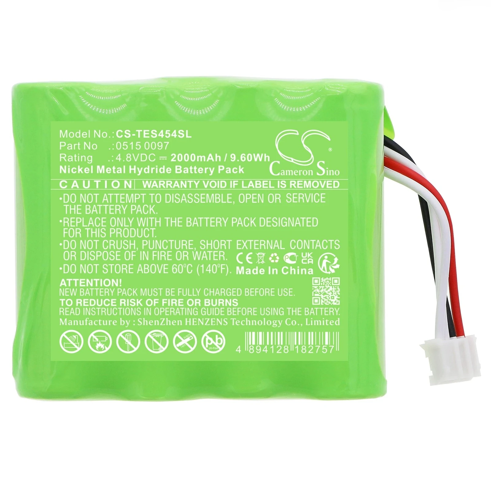 4.8V 2000mAh Battery 0515 0097 for Testo 350 Control, 454 Control +TOOL