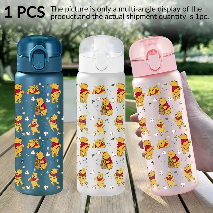 1Pc Disney  Winnie the Pooh  Flowers  Pattern 26oz Plastic Water Bottle  Outdoor Sports Water Cup Birthday/Homecoming Gift