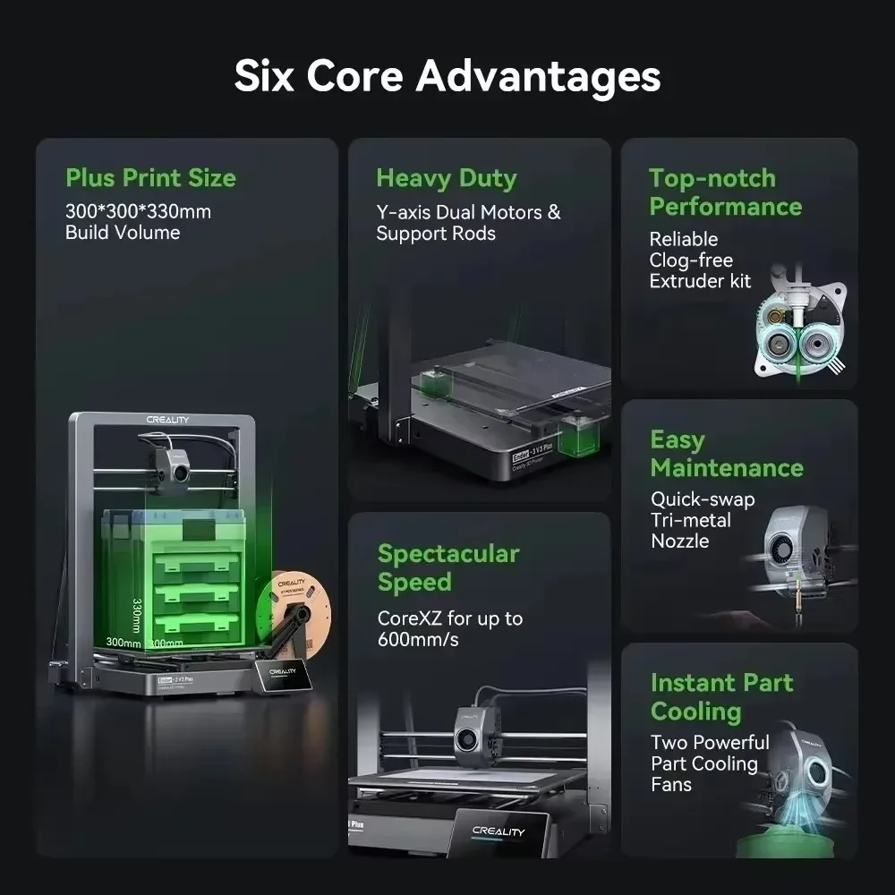 Creality Ender-3 V3 Plus 3D Printer 300x300x330mm Print Size 600mm/s Direct Extruder Stable Y-axis Dual Motors&Support Rods