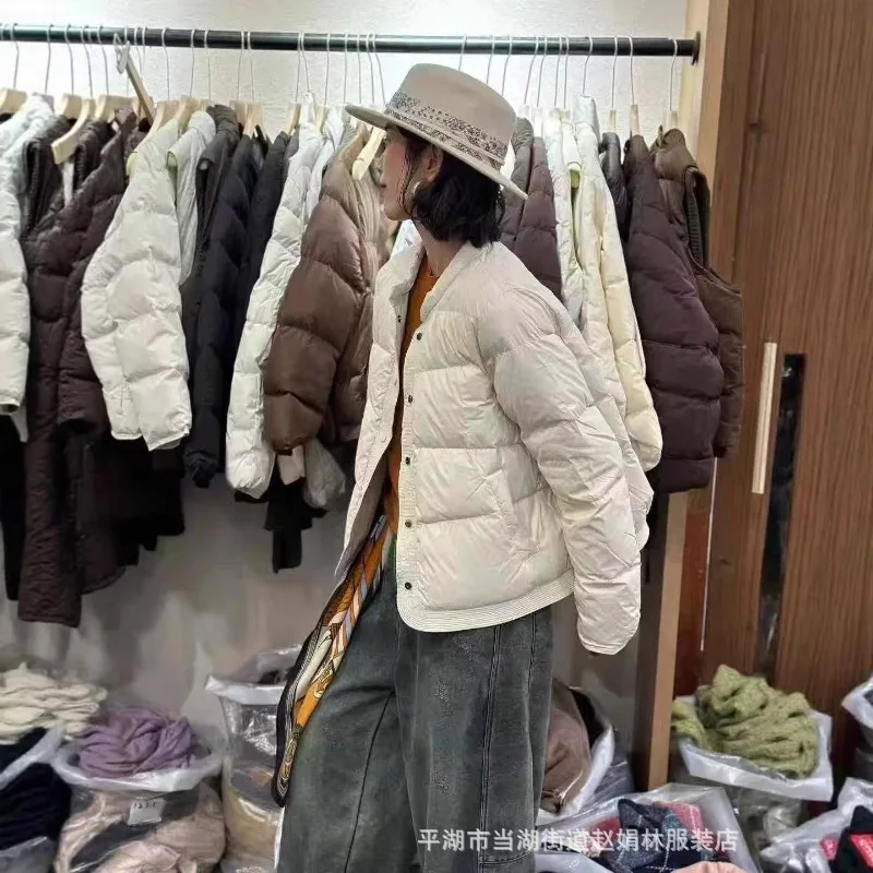 الشتاء اليابانية الجديدة الدافئة عكسها سترة منفوخة 90% بطة أسفل بلون أسفل سترة للنساء ملابس خارجية متعددة الاستخدامات #4