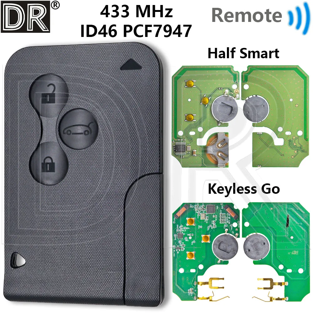 Great ID46 Chip Half Smart /KYDZ PCB Keyless Go Car Remote Control Key For Renault Megane 2 Laguna 2 Grand Scenic 2 2003-2008