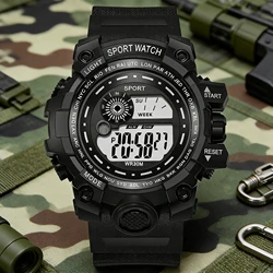 YIKAZE Men Sports Watch Waterproof LED Digital Watch Big Dial Fitness Sport Watches Multifunction Electronic Wristwatch for man