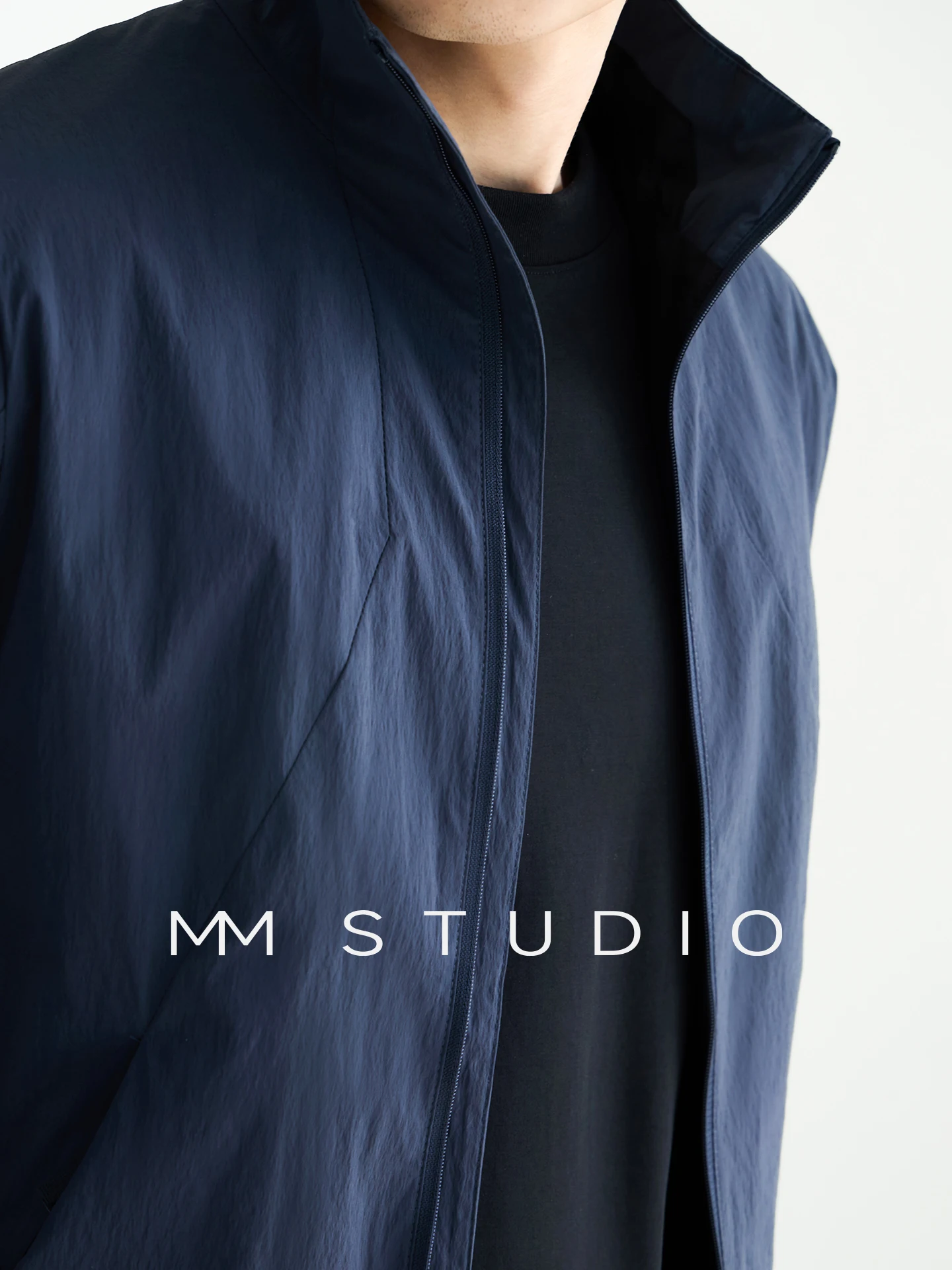 Business Casual Men's Jacket Thin  Windproof Quick Dry Stand Collar Commuter Coat Polyester Nylon Blend Standard Fit