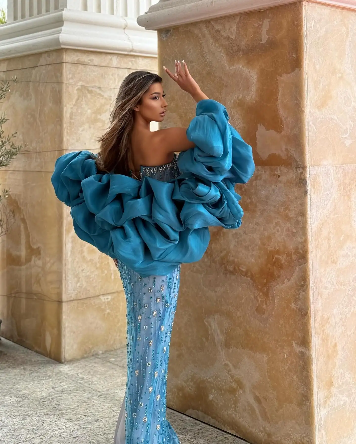 Venda quente azul cerceta plissado capa para vestido tapete vermelho capa de casamento oversize envolve xale de noiva feito sob encomenda capa de festa de baile