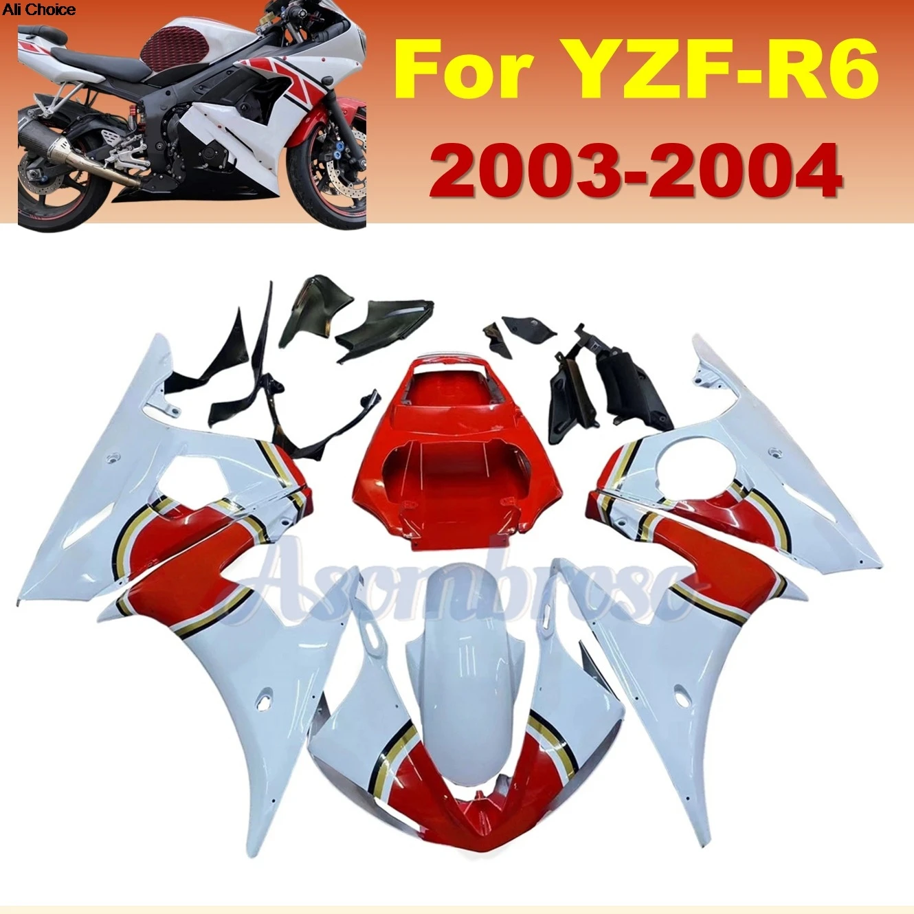 R6 2003-2005 ABS Injection Fairing Kit For Yamaha YZF-R6 R6S 2006-2009 Full Body Panels LUCKY Painted Set