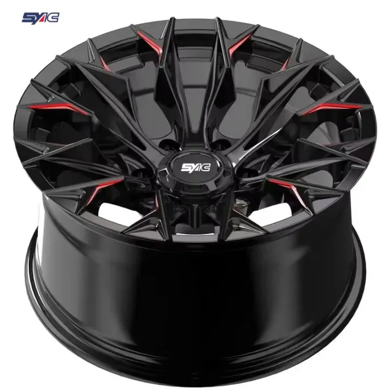 SYAC 18-24 Inch Forging Wheel Customization 6x139.7 Black Red Milled Monoblock Aluminium Alloy Wheels For 4X4 OFF-ROAD Car