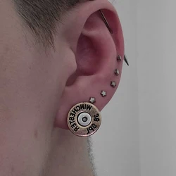 New French retro men's and women's hip-hop dual color button earrings, ancient gold and silver earrings, high-end ear accessorie