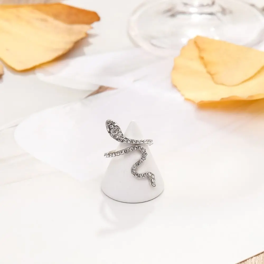 Party Favors Gold Silver Snake Ring Portable Gift Finger Decorations Crystal Vintage Rings