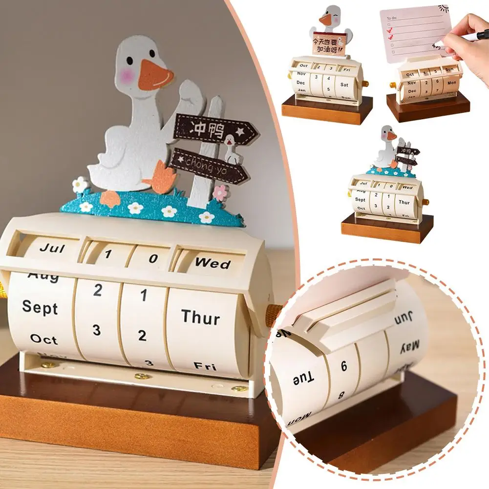 Wheel Perpetual Calendar Reusable Wooden Rotary Yearly Day Calendar With Rotary Calendar Month Wooden Display Yearly Week H2I9