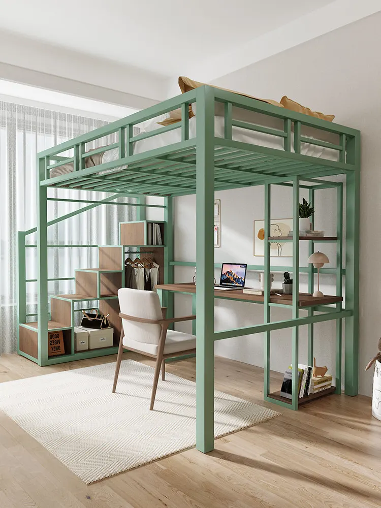 On the bed and off the table Combination Household metal loft Duplex second floor elevated bed sheet Upper bunk suspende