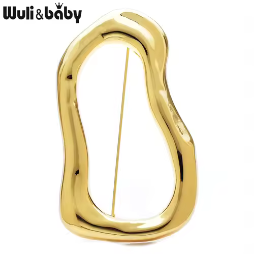 Wuli&baby Stainless Steel Big Circle Brooches Pins For Women Men 2-color All-match Geometric Brooch Gifts - Image 2