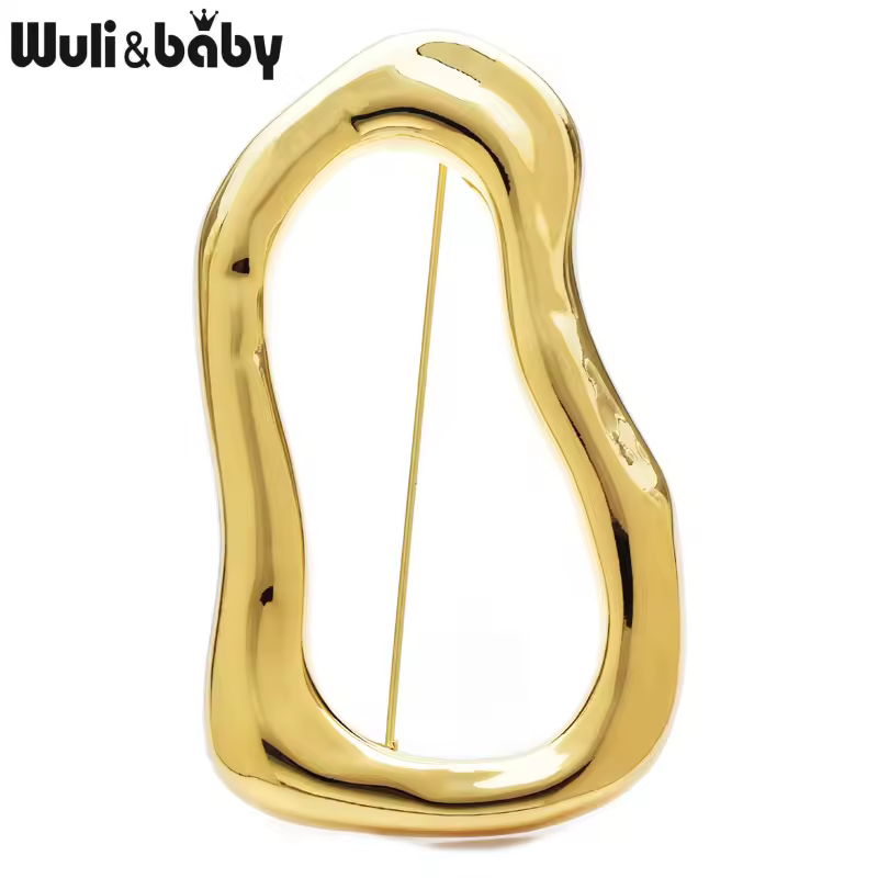 Wuli&baby Stainless Steel Big Circle Brooches Pins For Women Men 2-color All-match Geometric Brooch Gifts - Image 2