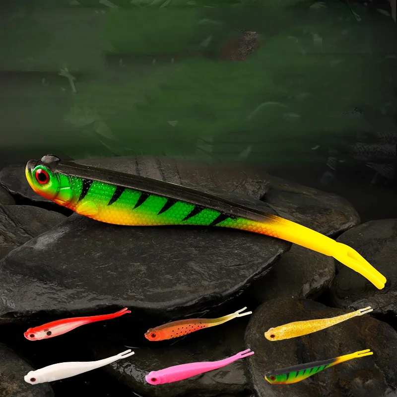 Angelköder Weichköder mit offenem Bauch und Gabelschwanz, Fischimitation, 13cm/9g, Lebendige Attraktion, 4 Stück pro Beutel – Detail 4