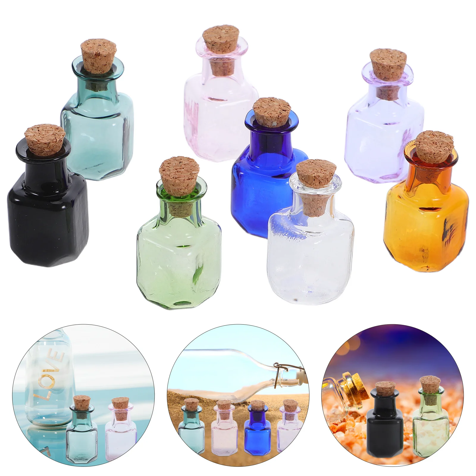 

8Pcs Mini Square Glass Bottles Cork Sealed Mini Wishing Jars Vials Tiny Containers DIY Craft Message Storage Tiny Glass Bottles