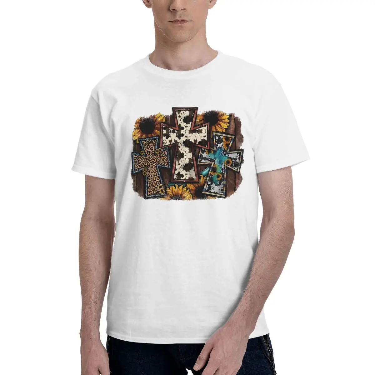 Cow Print Cross Decor Funny Campaign Top quality Kemp T-shirts Travel Eur Size