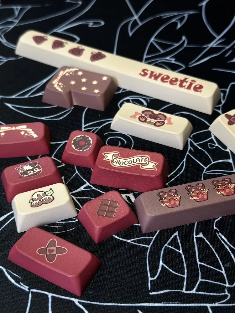 Wine Chocolate Theme Keycaps MDA Profile KeyCap Point PBT Customized Keyboard Cap for Gaming Mechanical Keyboard Accessories
