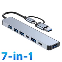 7-In-1 USB C Docking Station USB 3.0 HUB Type C HUB Adapter 5Gbps High Speed USB C Splitter OTG Adapter For PC Laptops Computer