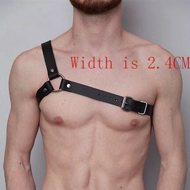 Sissy Lingerie Harness Fashion Men Gentleman Adjustable Leather Body Chest Belt Black Punk Fancy Costume Clothing Accessories