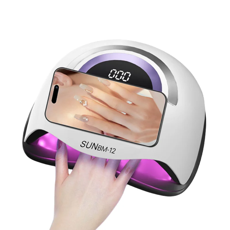 UV Nail Lamp with Phone Holder 200W UV Nail Polish Light Professional Gel Polish Dryer Curing Lamp with 4 Timer Setting