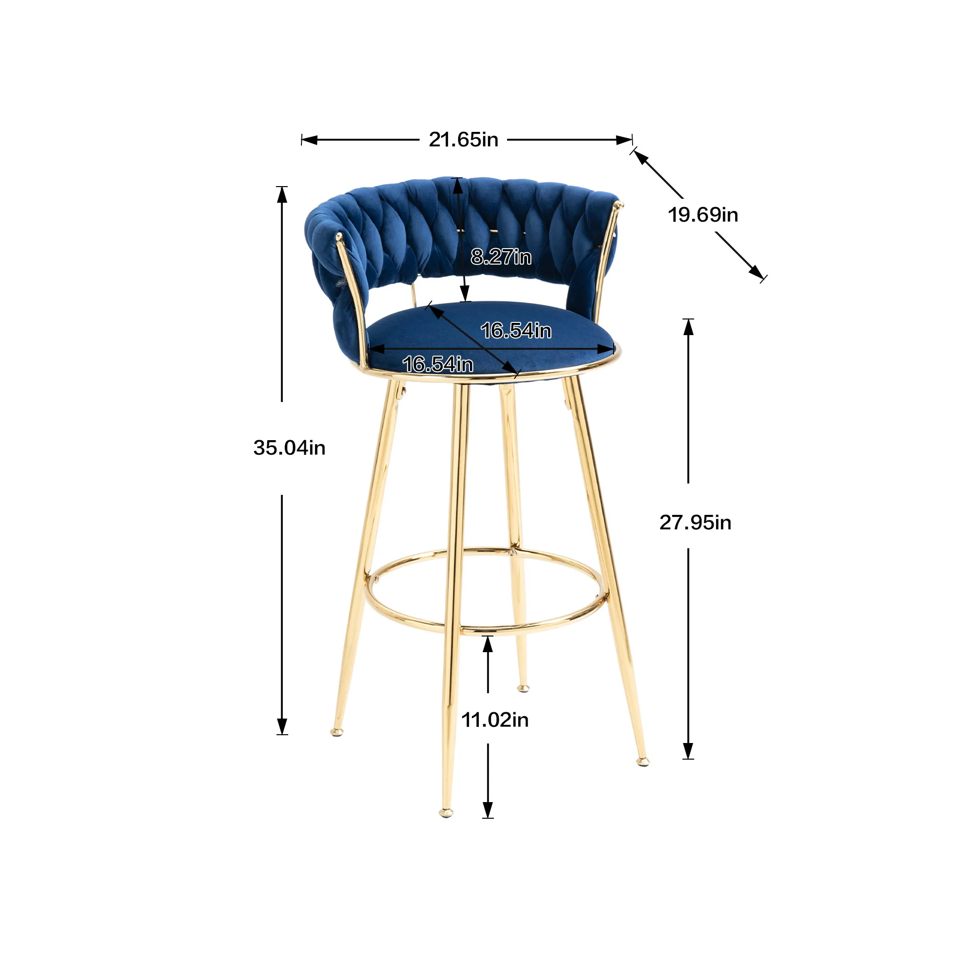 Bar Stools with Back and Footrest Counter Height Bar Chairs
