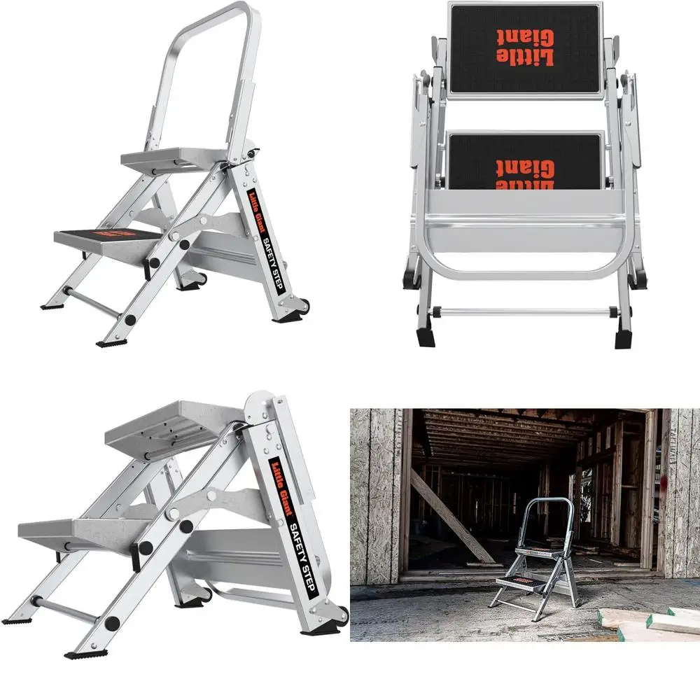 

Алюминиевый 2-ступенчатый безопасный табурет емкостью 300 фунтов, тип 1 А, высота 2 фута, серый, прочный и легкий лестница для дома и из