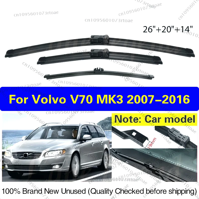 

Для Volvo V70 MK3 2007-2016 автомобильные передние и задние щетки стеклоочистителя из мягкой резины стеклоочистители авто лобовое стекло 26 "+ 20" + 14" 2014 2015