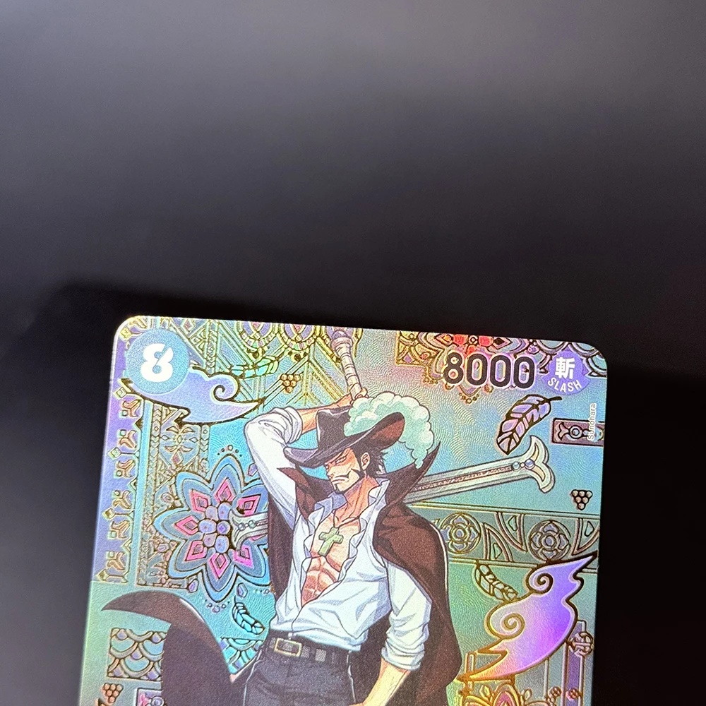 4PCS One Piece English OPCG Dracule Mihawk OP12-030 Character Foil Texture DIY Proxy Game Cards High quality Collectible Gifts