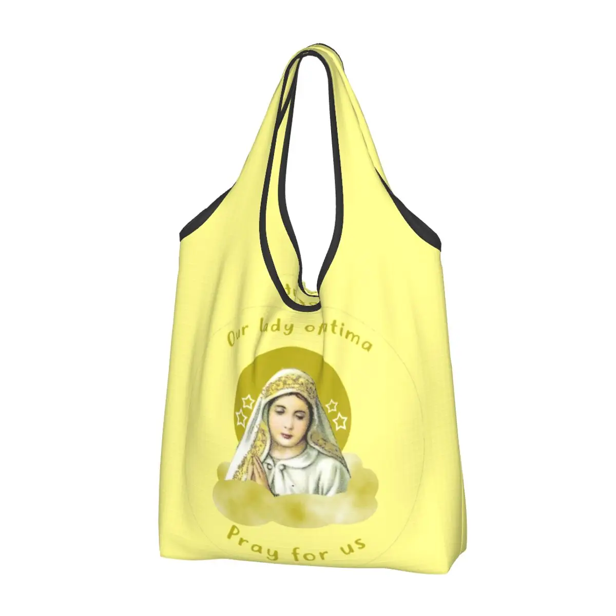 Reusable Our Lady Of Fatima Grocery Bags Foldable Machine Washable Shopping Bag 50LBS Large Folding Eco Storage Bag Lightweight