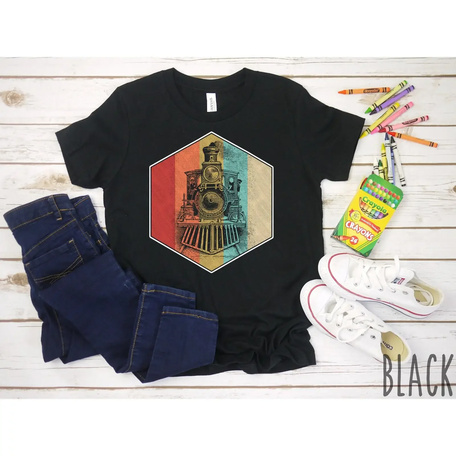 Kids Vintage Steam Train T Shirt for Boys Retro Locomotive Engine Lover  vintage Washed fashion Slightly Versatile Breathable