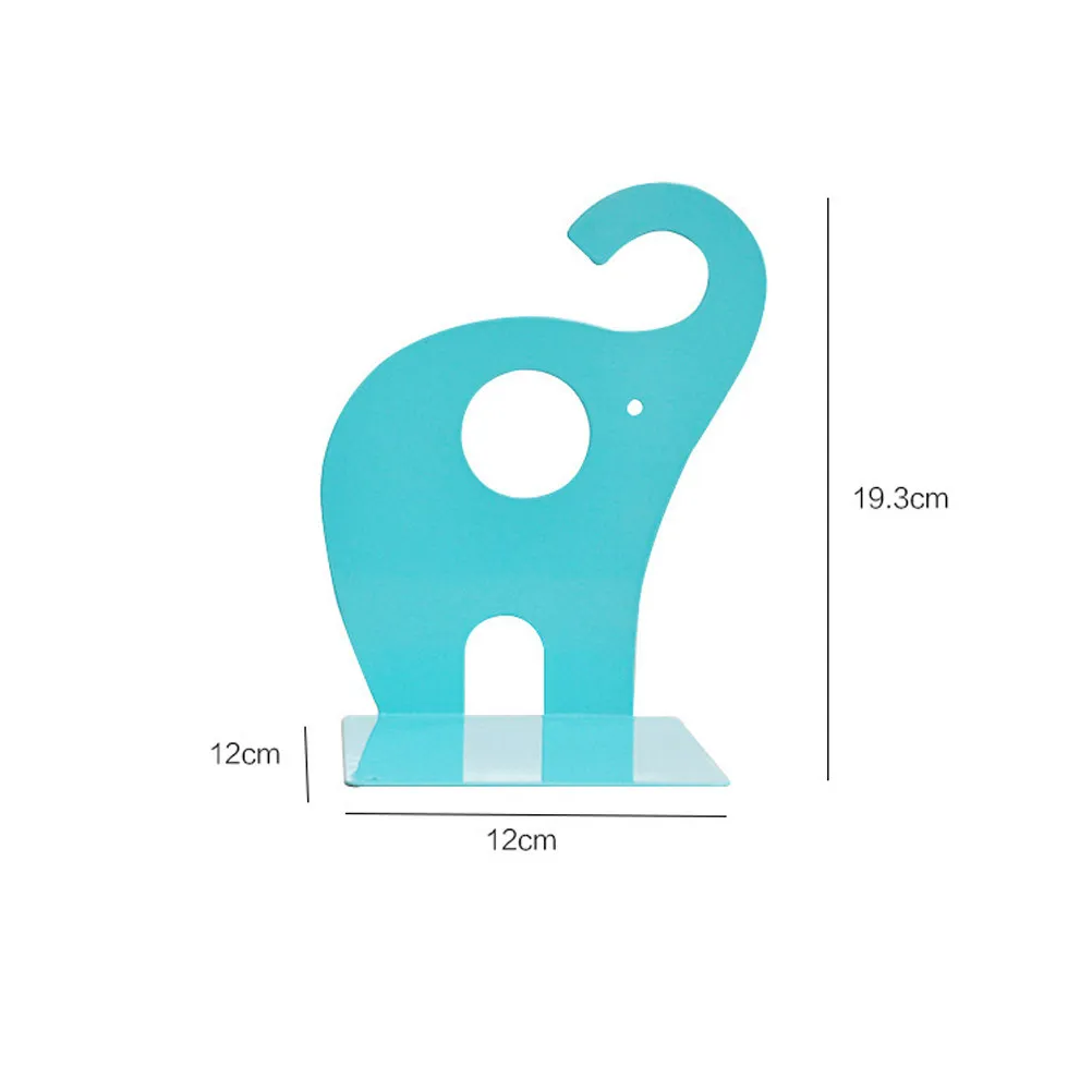 1Pair Blue Stainless Steel Bookends 7.6x4.7x4.7inch Cute Creative Elephant Design Decorative Book Ends Holds Tall Books Neatly