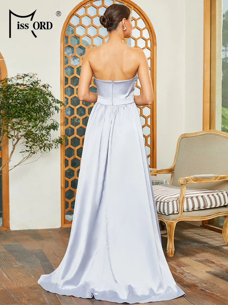 Missord Sexy Sleeveless Night Out Party Dress Sky Blue Backless Split Sleevless Evening Prom Gown