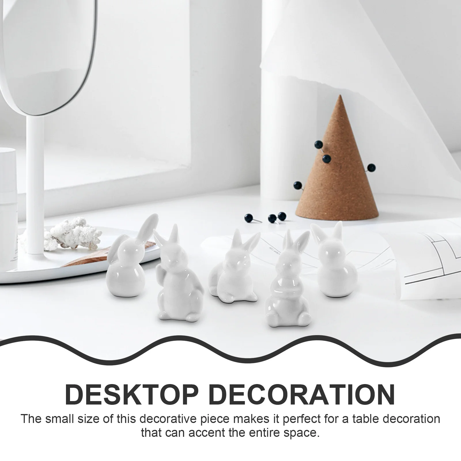 

5Pcs Ceramic Rabbit Ornament Creative Bunny Shaped Decoration for Indoor Outdoor Garden Desktop Decor Micro Landscape Props