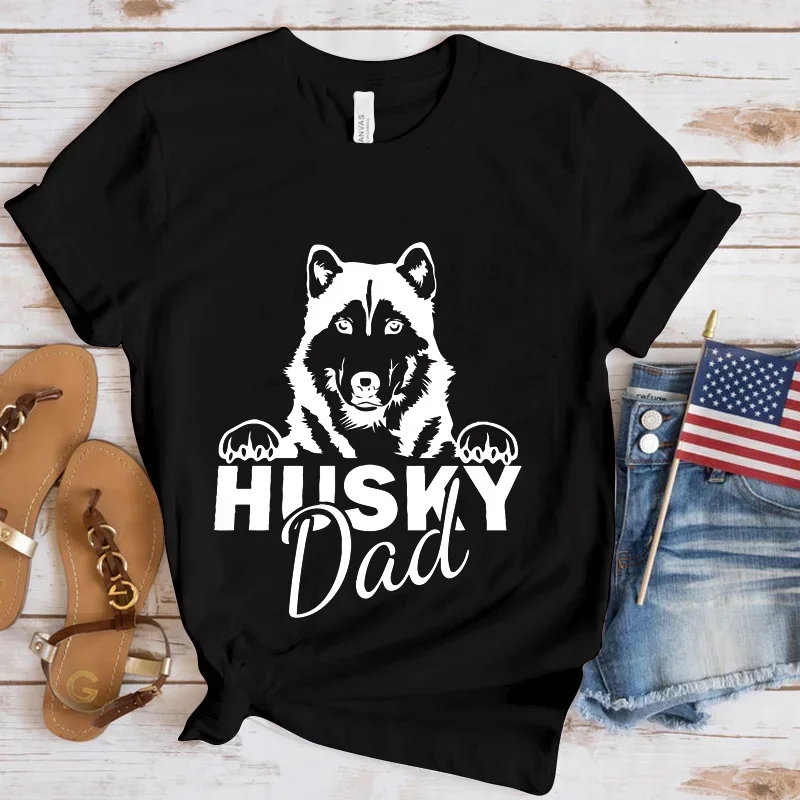 Husky Dog Siberian Husky Mom Dad Dog T Shirt Women Funny Husky Face Head Graphic Summer T-Shirts Fashion Tee Harajuku Streetwear