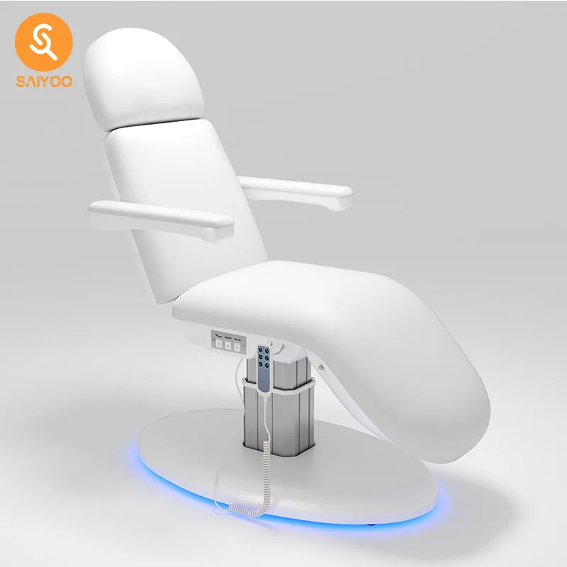 

Белая регулируемая кушетка для спа-процедур и терапии с LED-подсветкой основания