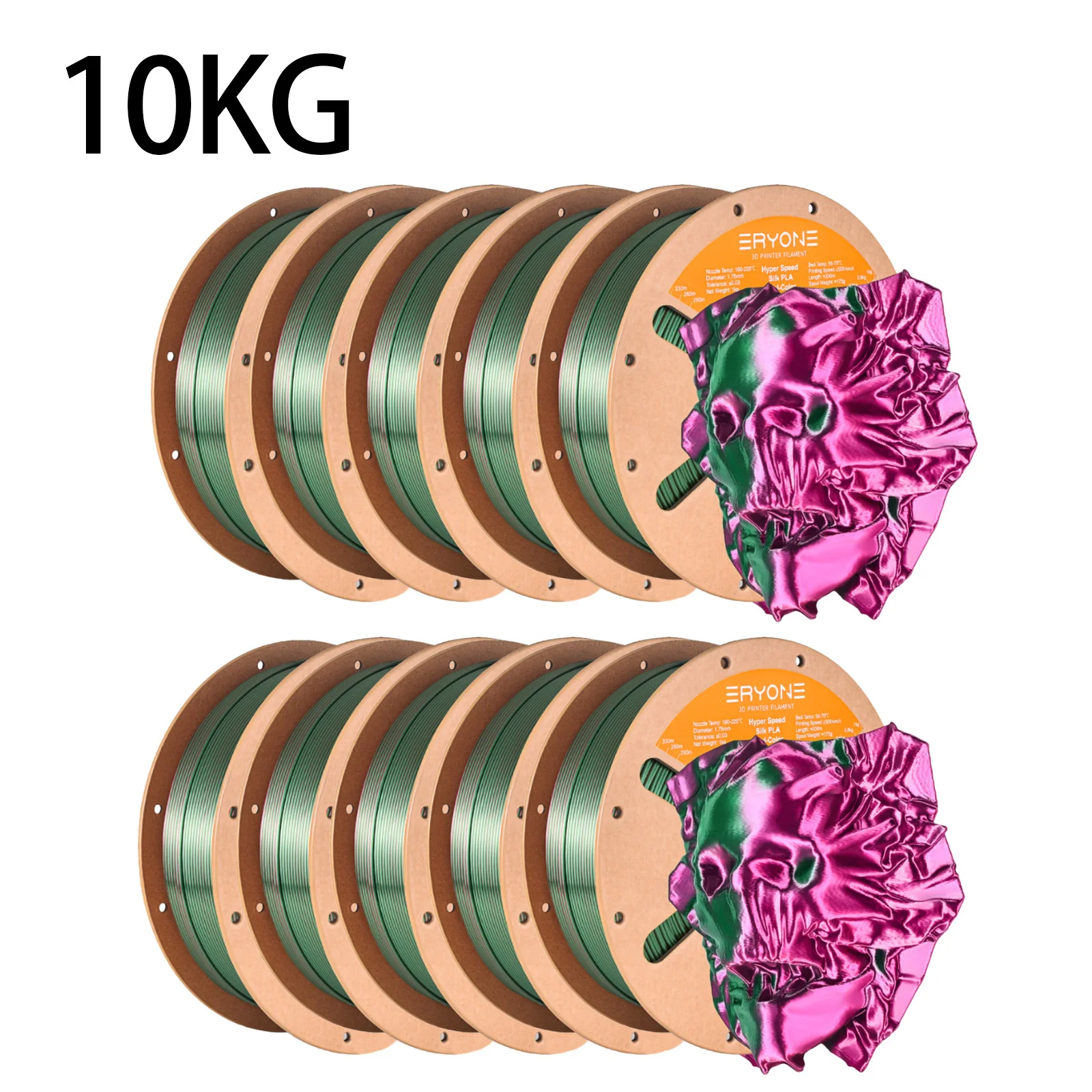 ERYONE 10KG Hyper Speed Dual Color Zijde PLA Filament 3D Printer Hyper Speed Co-extrusie Filament PLA Glansrijk