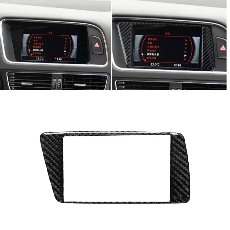 

For Audi Q5 2009 2010 2011 2012 2013 2014 2015 2016 2017 Carbon Fiber Car Navigation Dashboard Panel Screen Frame Cover Trim