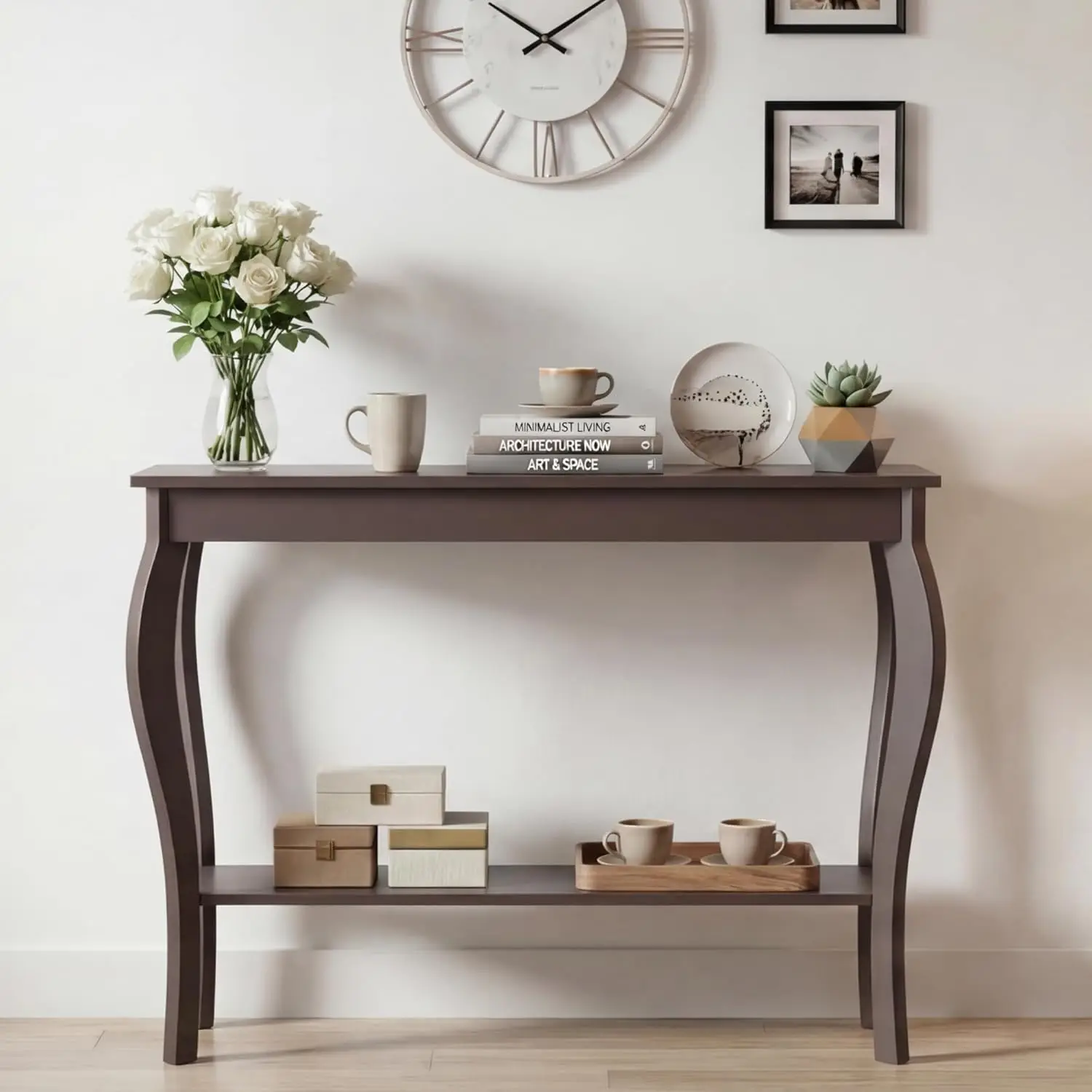 

Narrow Console Table, Chic Accent Sofa Table, Entryway Table, Espresso