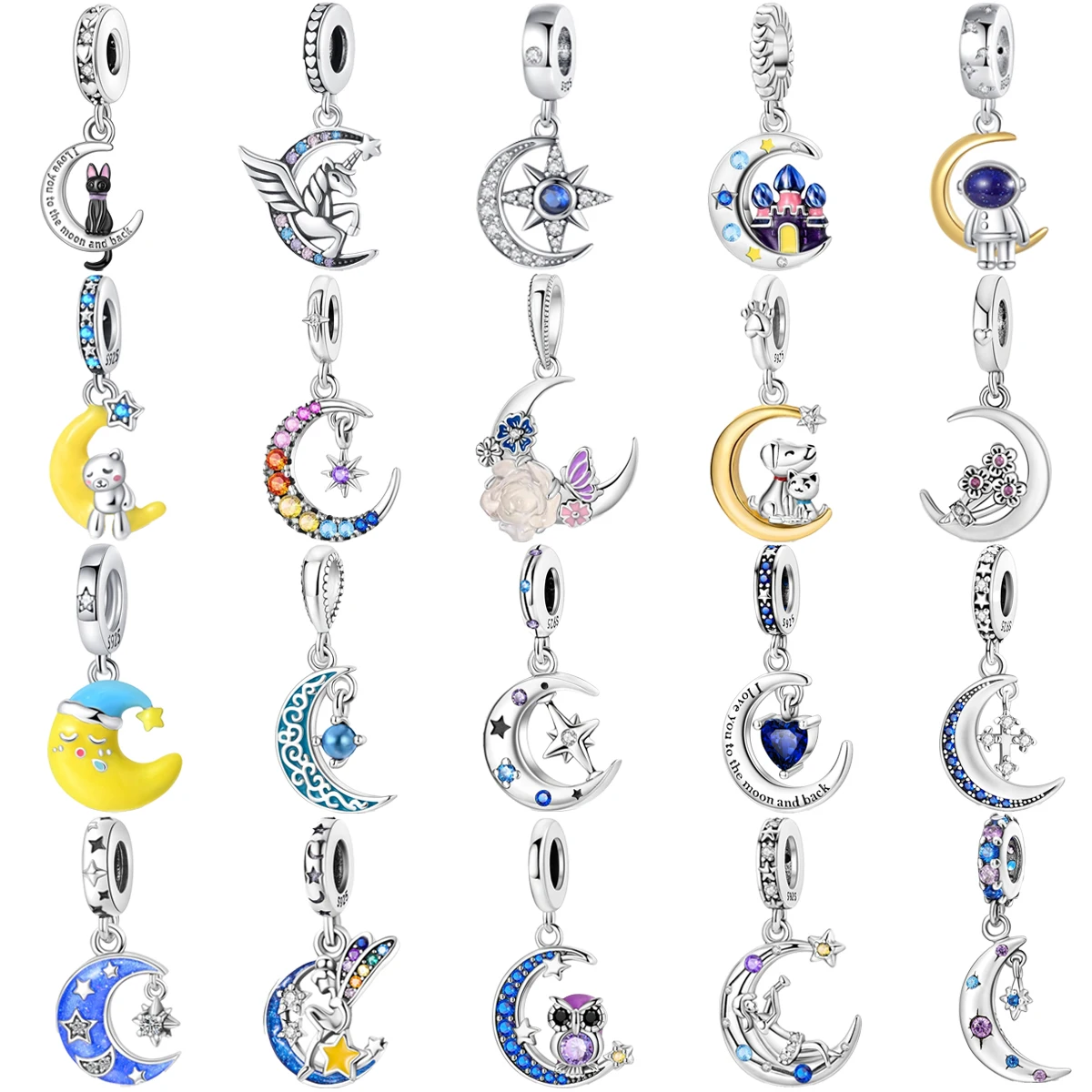 

Original 925 Sterling Silver Moon Castle Astronaut Unicorn Bunny Charm Beads for Pandora DlY Bracelet Women's Jewelry Gifts