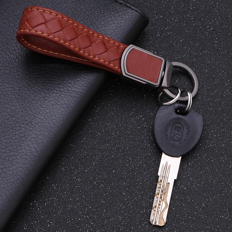 Luxury High-Grade Key Chain Leather Woven Rope Women Men Keychain Classic Car Key Holder Ultra Soft Lambskin Christmas Xmas Gift