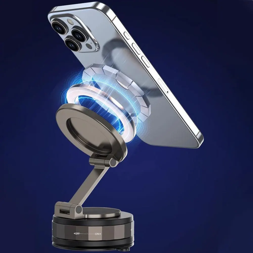 Suporte para carro conforme mostrado na imagem Suporte magnético para telefone para carro Alinhamento automático Suporte para telefone Operação com uma mão