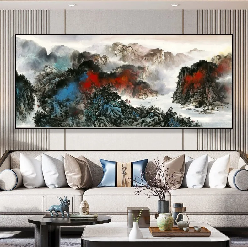 With a long history, traditional Chinese landscape painting, Print Art Canvas Poster, For Living Room Decor, Home Wall Picture